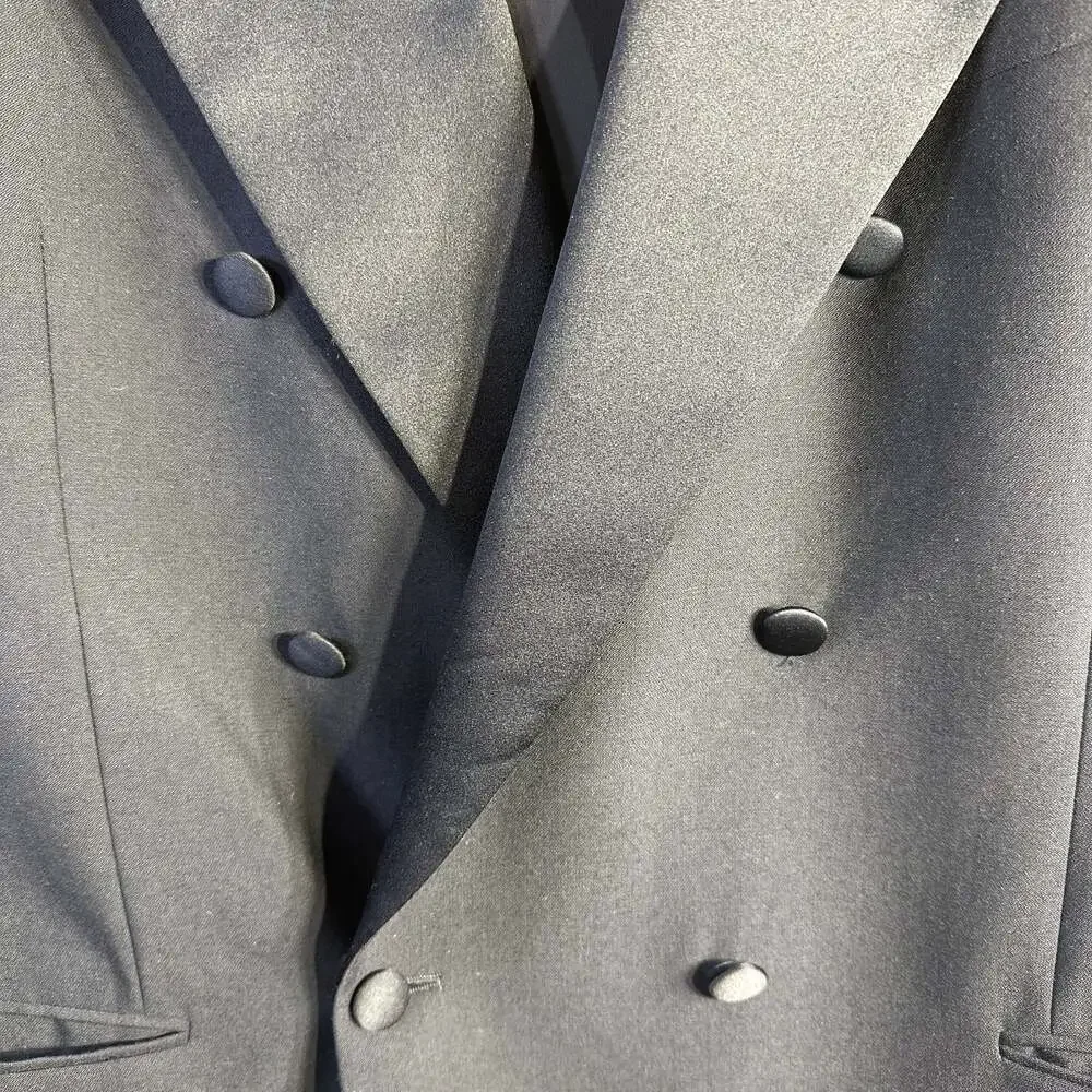 Valentino Uomo Black Pure Wool Double Breasted Blazer